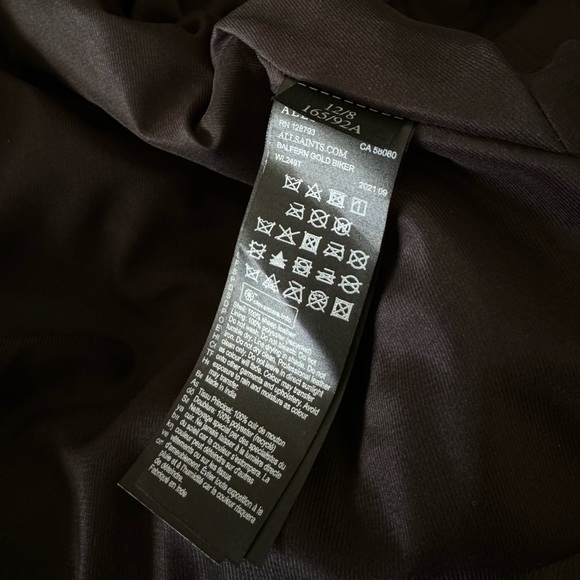 AllSaints Exclusive Pre-Customized Balfern Belted Hem Leather Biker Jacket - Picture 9 of 10